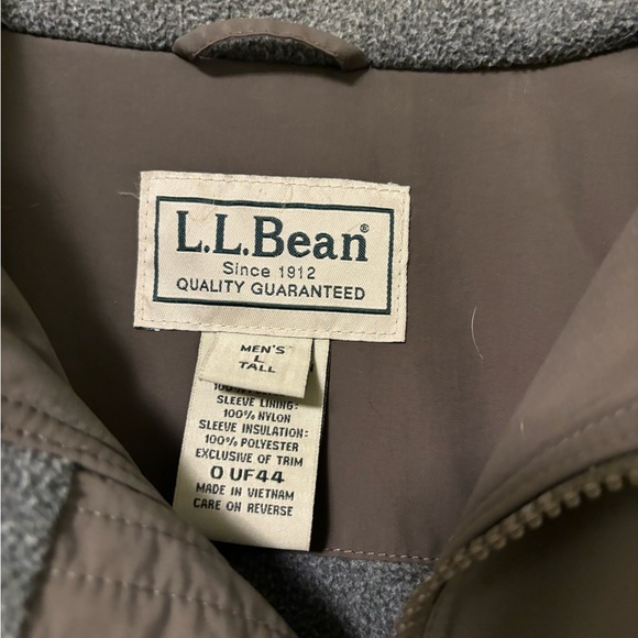 LL BEAN Men’s Taupe Brown Fleece Lined Zip Shelled Warm-Up Bomber Jacket Large - Picture 8 of 9